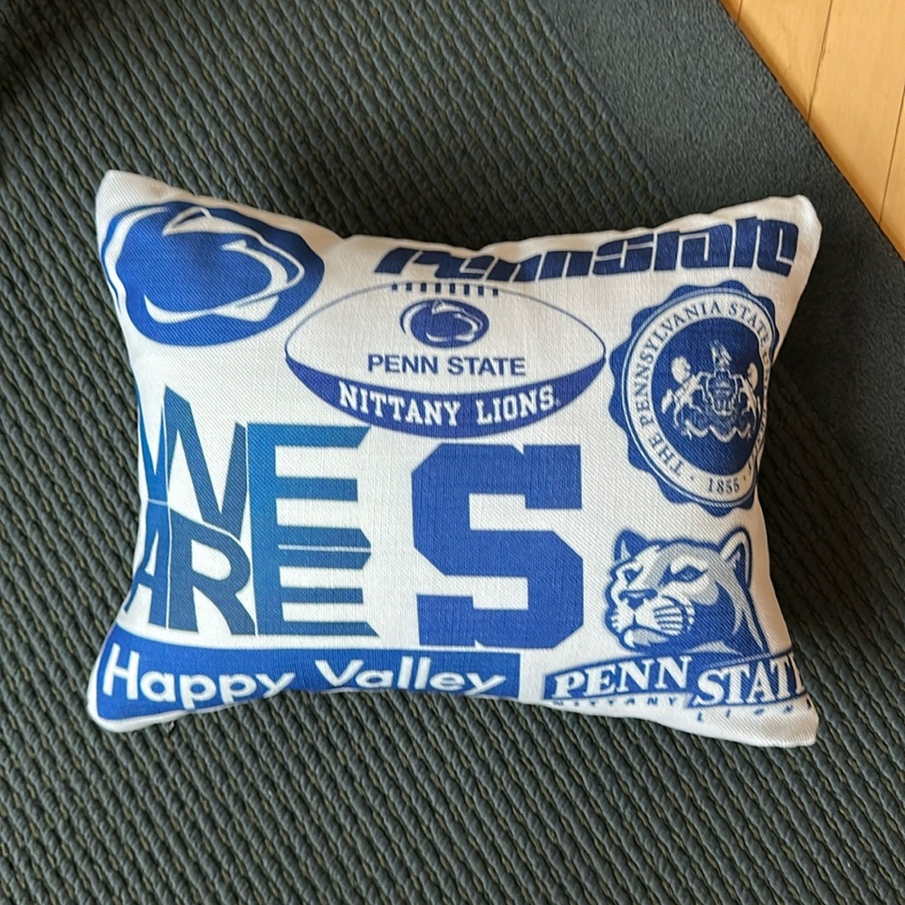 Custom Made Penn State University Pillow Blue, White, & Black Solid Black Back 🎁